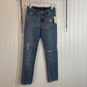 NWT Lucky Brand Girls Medium Wash Blue Mild Distressed Skinny Jeans Size 12